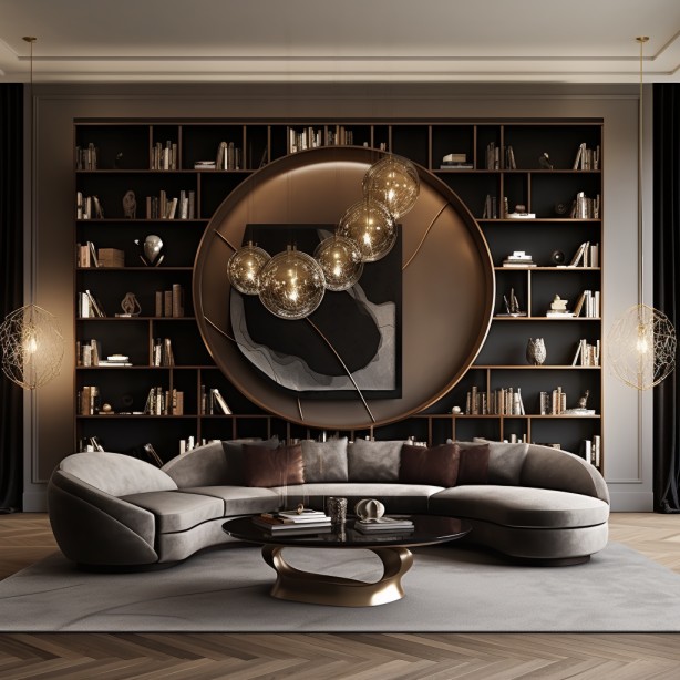 Sophisticated Bookshelf in a luxury living room
