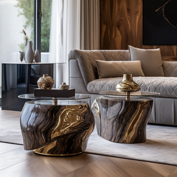 handcrafted luxury side tables in a premium living room